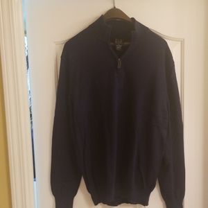 Mens  quarter zip mock sweater Dk Blue XL